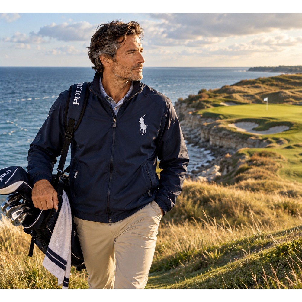Polo Golf Ralph Lauren Mens XXL Jacket Navy Blue Big Pony Full Zip Golf